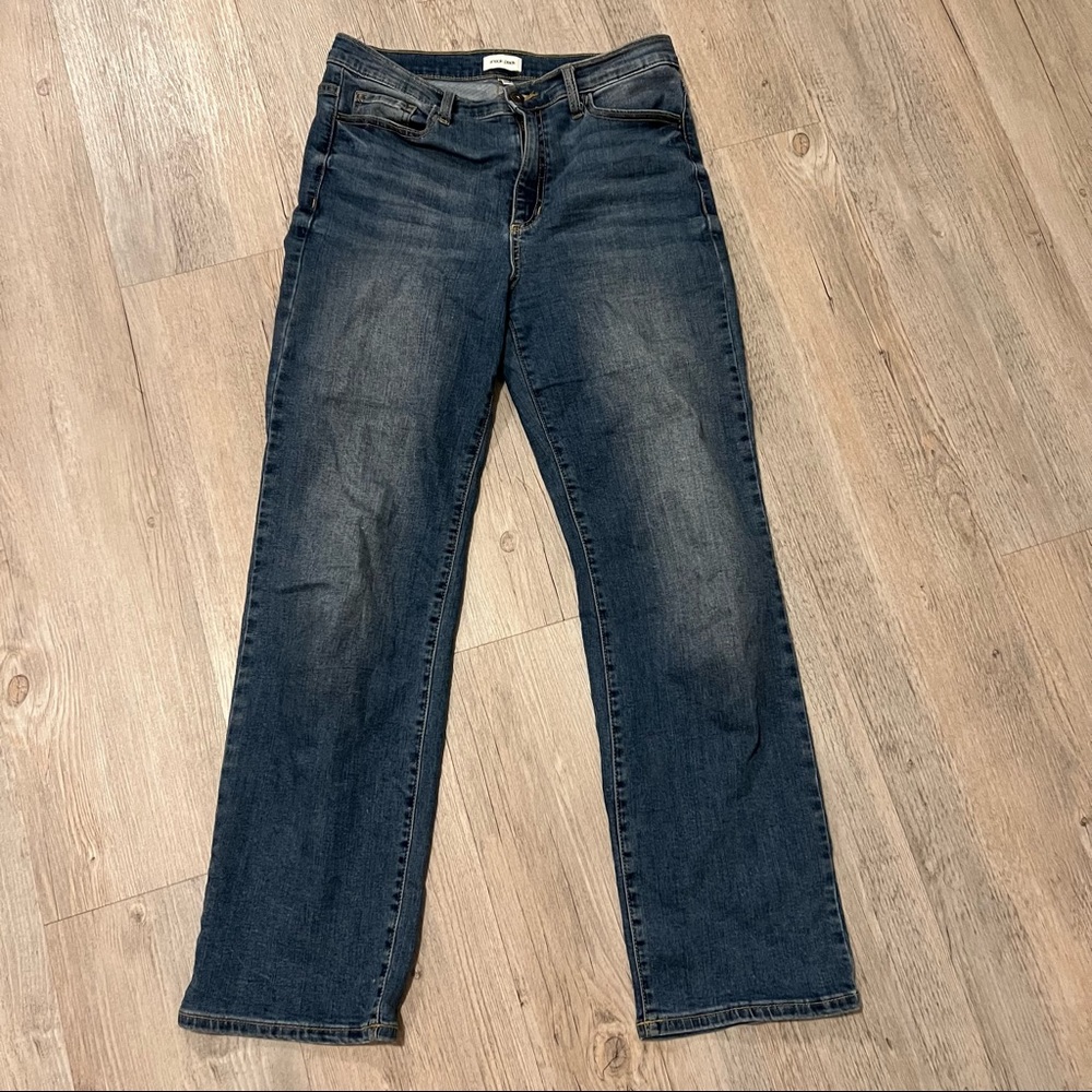 Sneak peak *soft* boot cut high waisted 3/4 length jeans, 30” waist